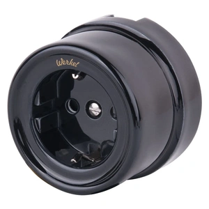 Изображение Розетка с заземлением (черный) Ретро W5671008