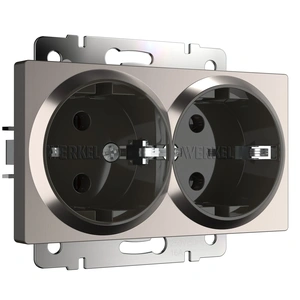 Изображение Розетка двойная с заземлением (глянцевый никель) W1172002