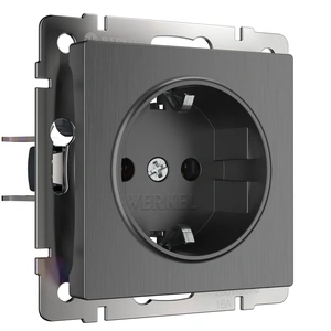 Изображение Розетка с заземлением и шторками (графит рифленый) W1171104