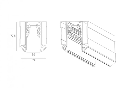 Изображение Магнитный шинопровод для натяжных потолков Magnetic Track NP34