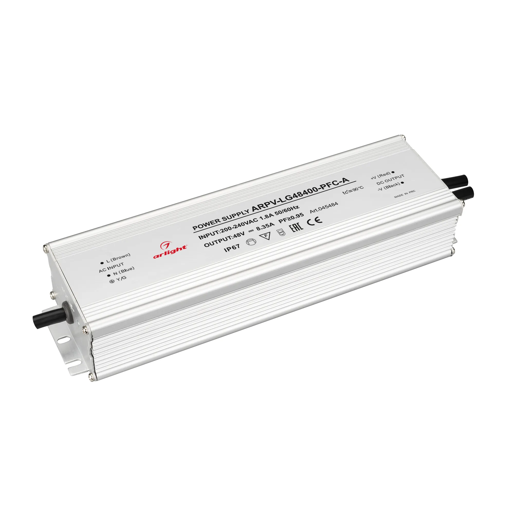 Блок питания ARPV-LG48400-PFC-A (48V, 8.3A, 400W) (Arlight, IP67 Металл, 5 лет) - Изображение