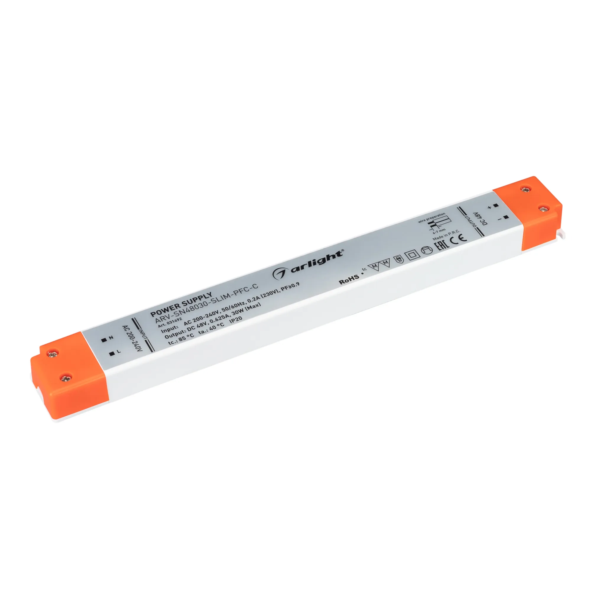 Блок питания ARV-SN48030-SLIM-PFC-C (48V, 0.62A, 30W) (Arlight, IP20 Пластик, 3 года) - Изображение