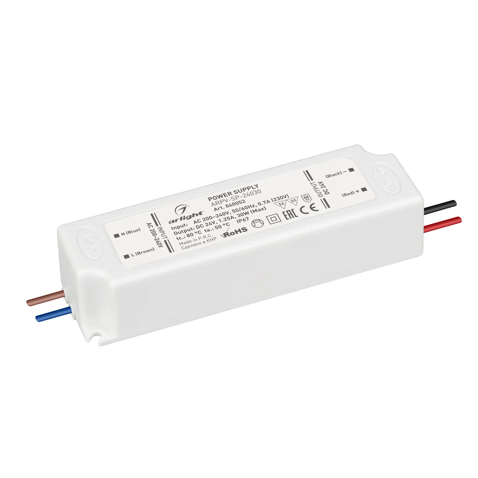 Блок питания ARPV-SP-24030 (24V, 1.25A, 30W) (Arlight, IP67 Пластик, 5 лет) - Изображение