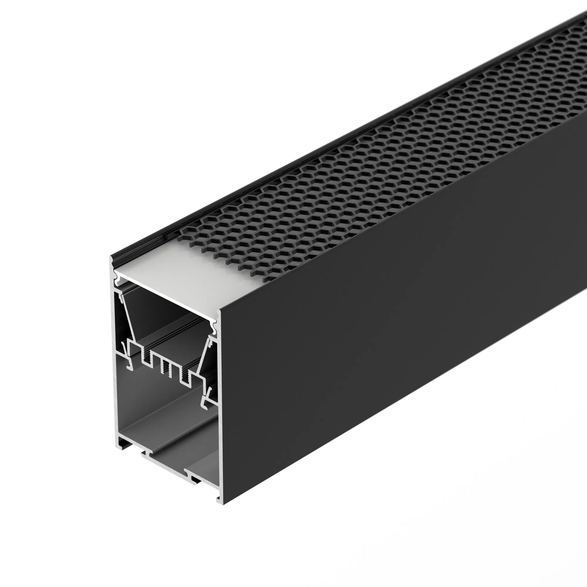 Профиль LINE-5075-HONEYCOMB-2000 BLACK (Arlight, Алюминий) - Изображение