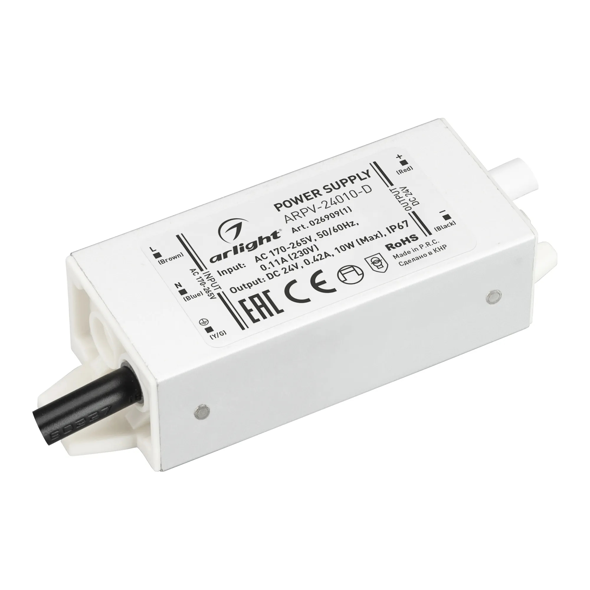 Блок питания ARPV-24010-D (24V, 0.42A, 10W) (Arlight, IP67 Металл, 3 года) - Изображение