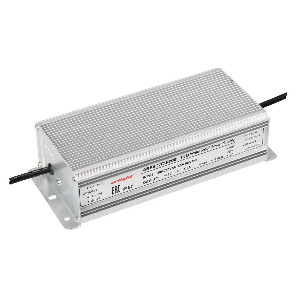 Блок питания ARPV-ST36200 (36V, 5.6A, 200W) (Arlight, IP67 Металл, 3 года) - Изображение