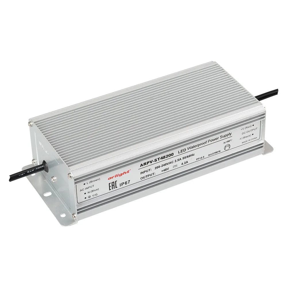 Блок питания ARPV-ST48200 (48V, 4.2A, 200W) (Arlight, IP67 Металл, 3 года) - Изображение