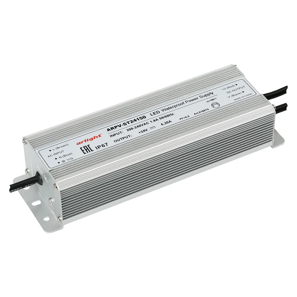Блок питания ARPV-ST24150 (24V, 6.3A, 150W) (Arlight, IP67 Металл, 3 года) - Изображение