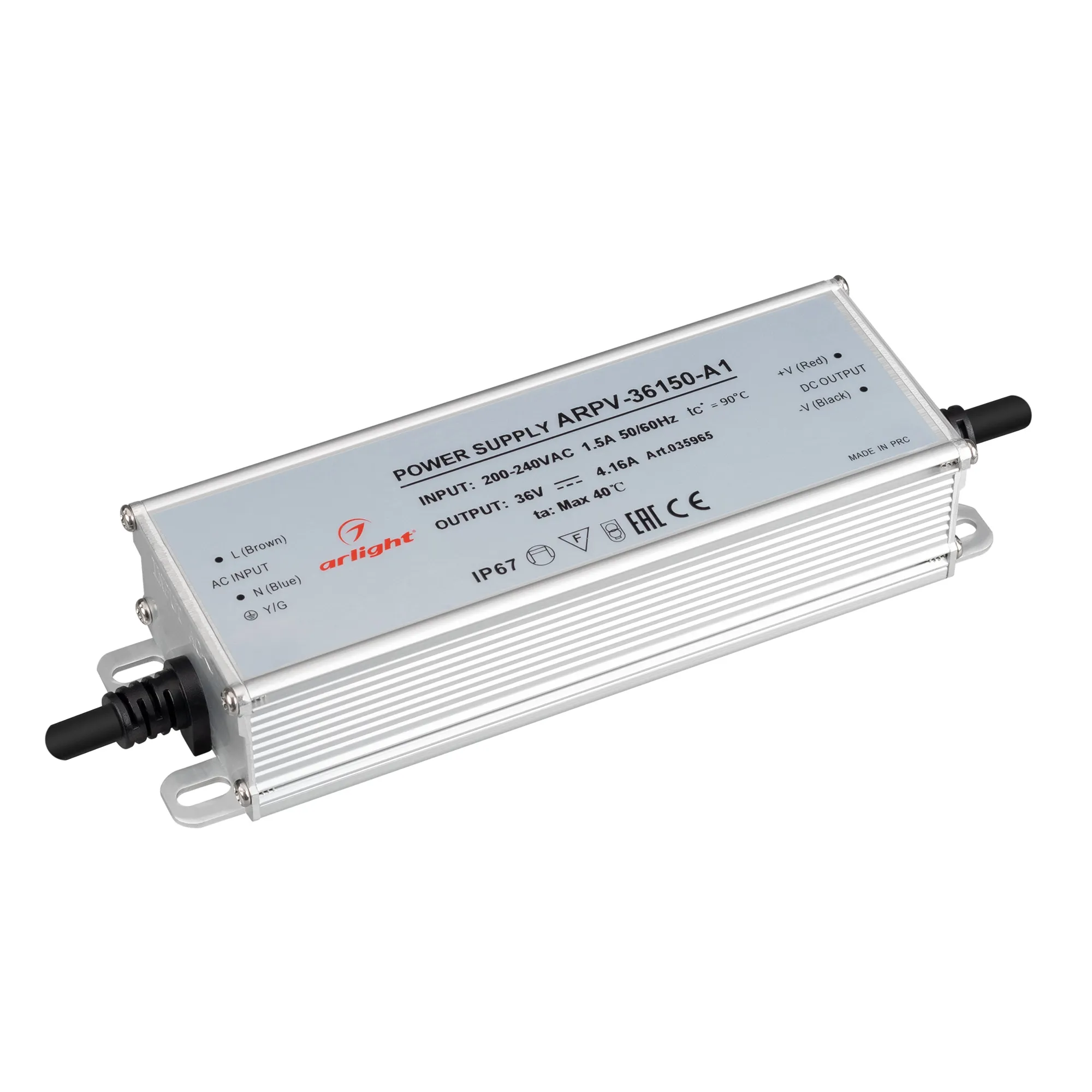 Блок питания ARPV-36150-A1 (36V, 4.16A, 150W) (Arlight, IP67 Металл, 3 года) - Изображение