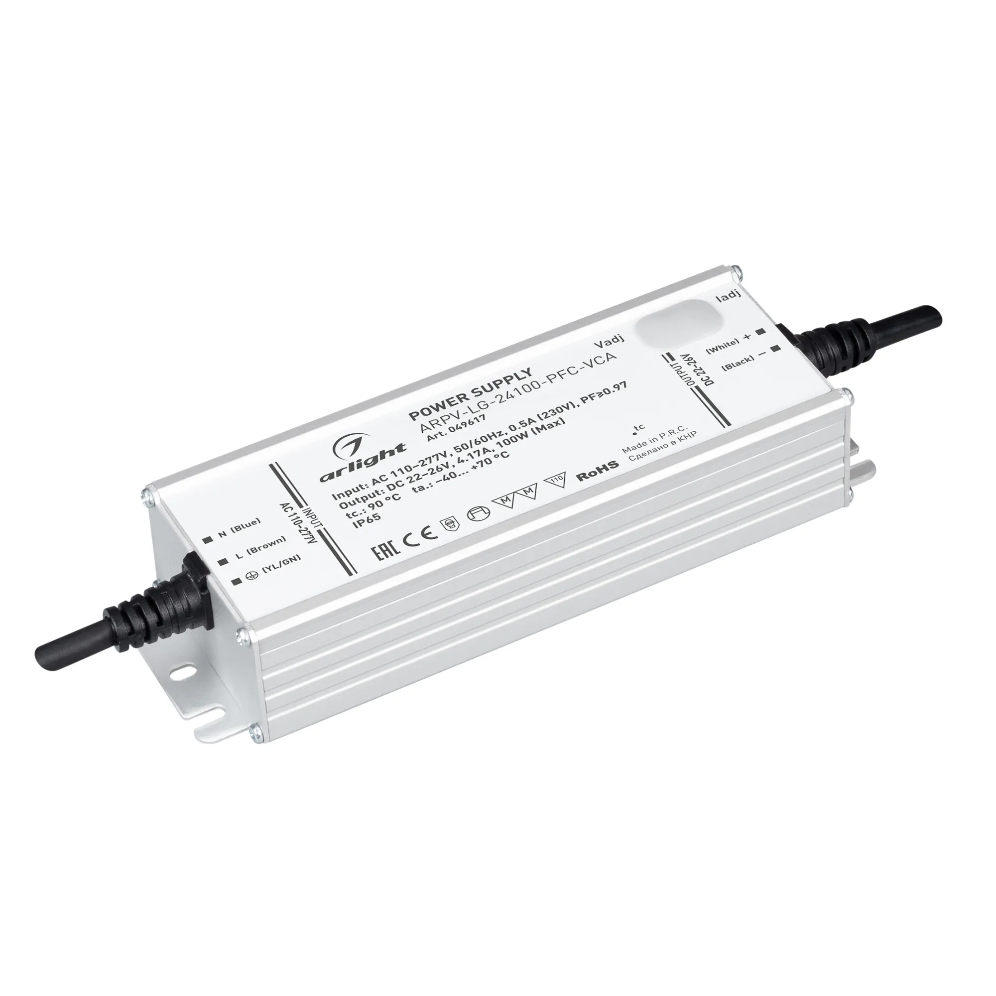 Блок питания ARPV-LG-24100-PFC-VCA (22-26V, 4.17A, 100W) (Arlight, IP65 Металл, 5 лет) - Изображение