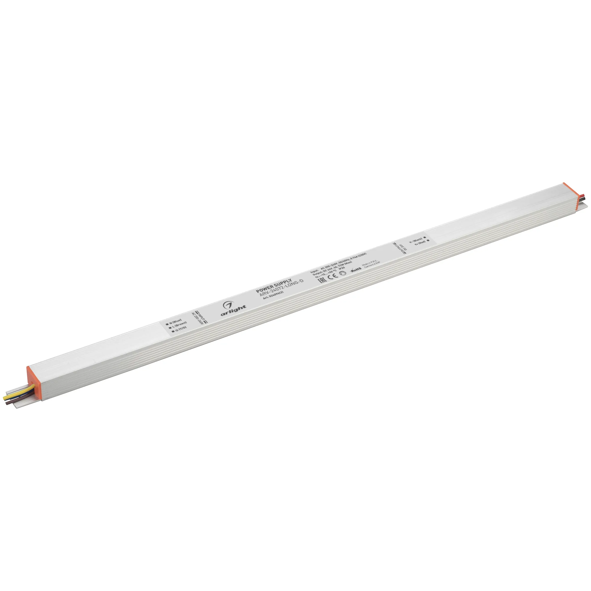 Блок питания ARV-24072-LONG-D (24V, 3A, 72W) (Arlight, IP20 Металл, 3 года) - Изображение