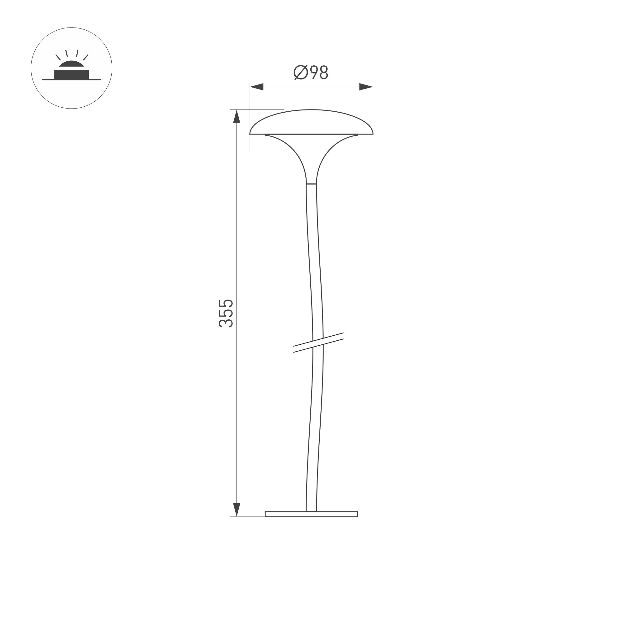 Светильник KT-MUCENA-BOLL-B-H350-1W Warm3000 (WH, 100 deg, 24V) (Arlight, IP65 Металл, 3 года) - Изображение