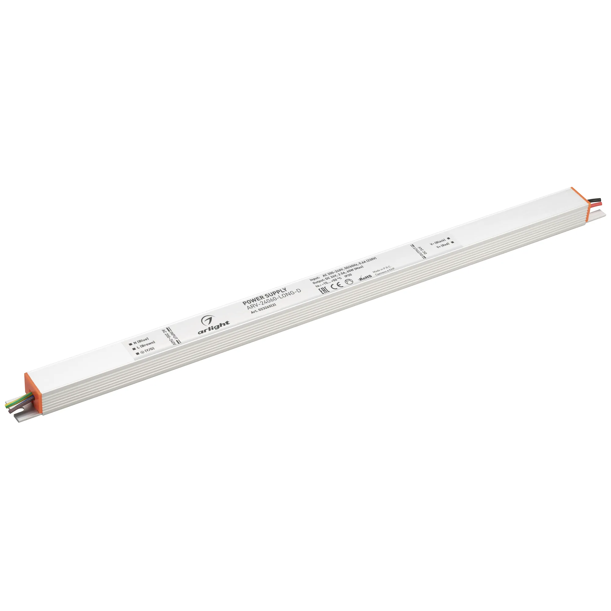 Блок питания ARV-24060-LONG-D (24V, 2.5A, 60W) (Arlight, IP20 Металл, 3 года) - Изображение