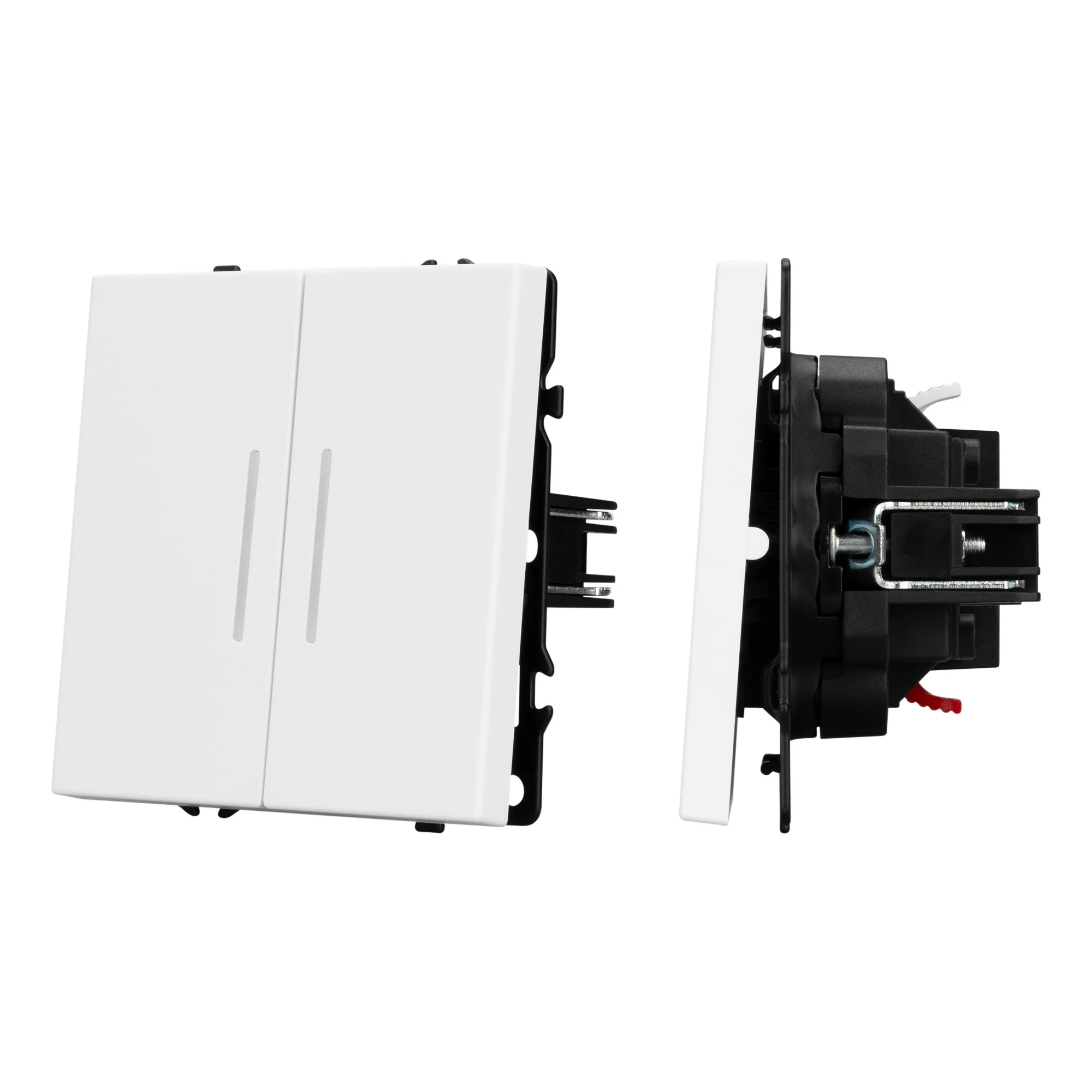 Механизм выключателя двухклавишный проходной LED SWT-NOBE-MKP2-SFPL-L-WH (230V, 10A) (Arlight, -) - Изображение