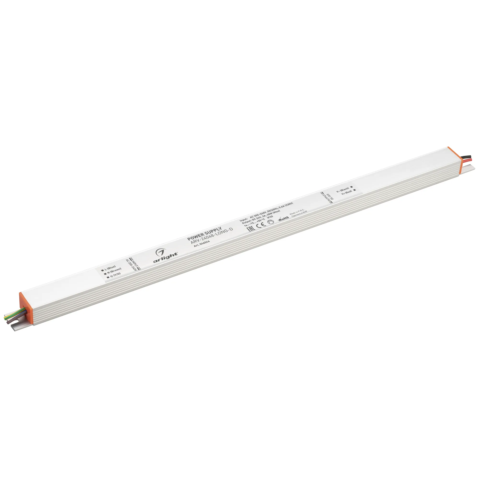 Блок питания ARV-24048-LONG-D (24V, 2A, 48W) (Arlight, IP20 Металл, 2 года) - Изображение