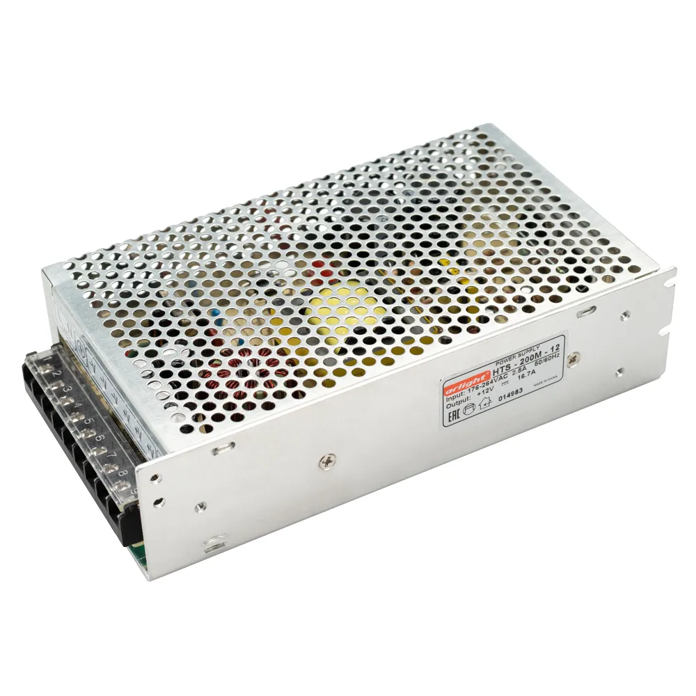 Блок питания HTS-200M-12 (12V, 16.7A, 200W) (Arlight, IP20 Сетка, 3 года) - Изображение