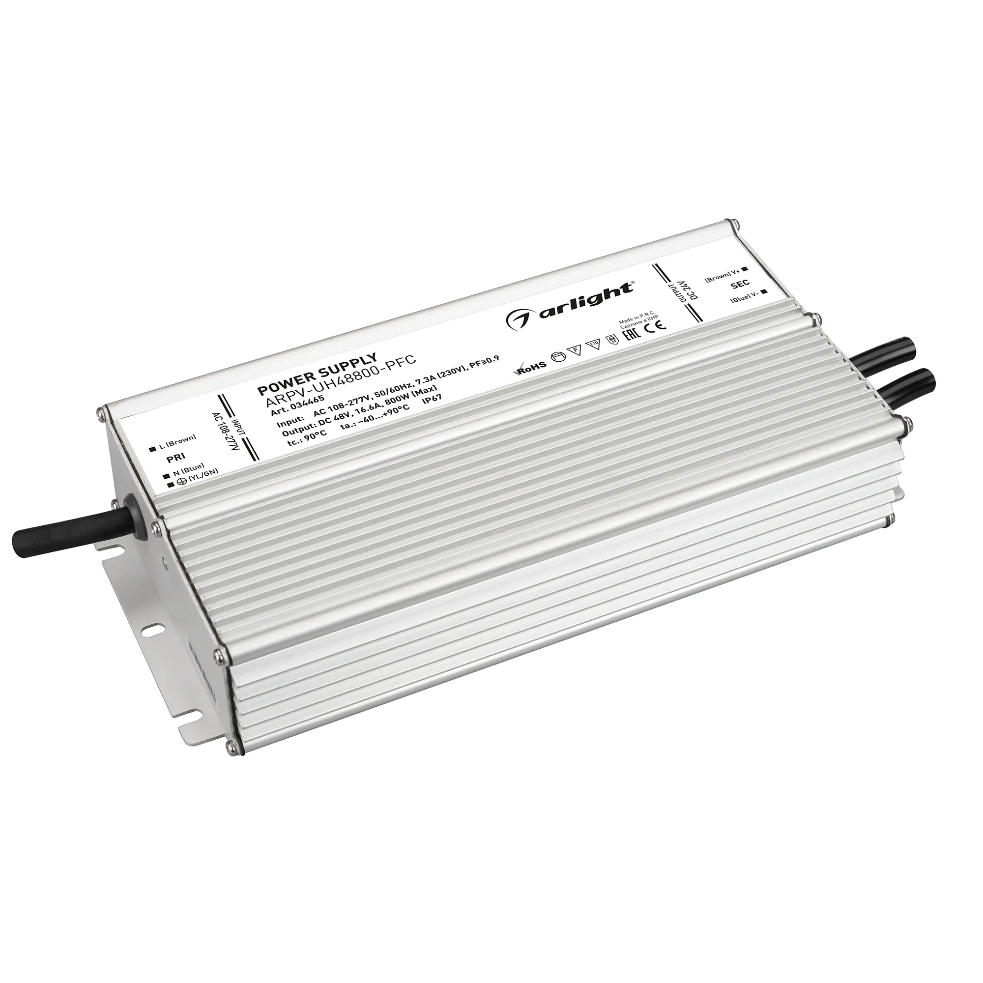 Блок питания ARPV-UH48800-PFC (48V, 16.6A, 800W) (Arlight, IP67 Металл, 7 лет) - Изображение