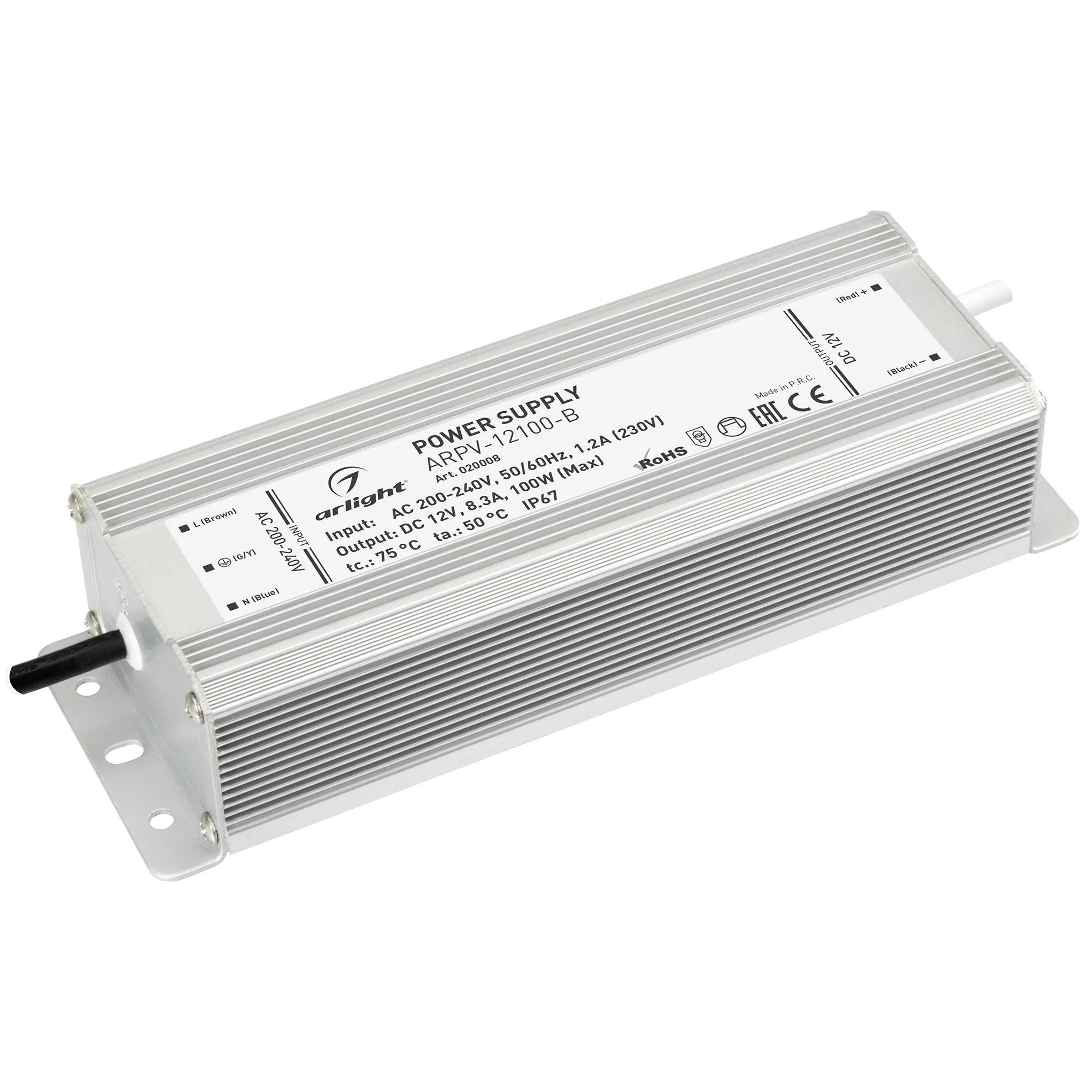 Блок питания ARPV-12100-B (12V, 8.3A, 100W) (Arlight, IP67 Металл, 3 года) - Изображение