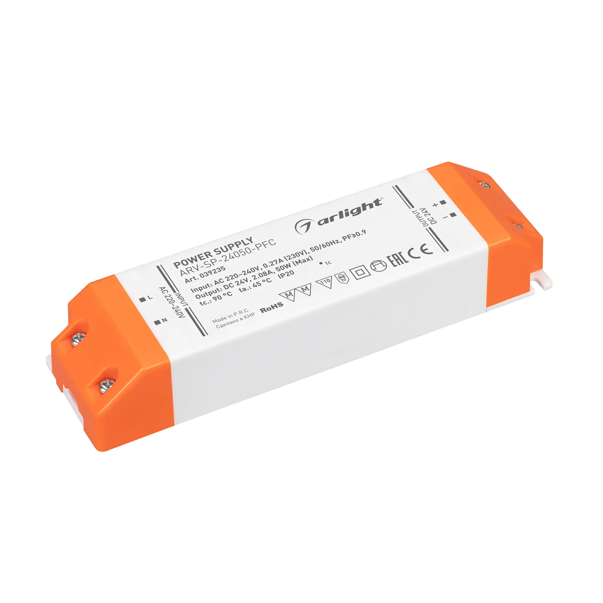 Блок питания ARV-SP-24050-PFC (24V, 2.08A, 50W) (Arlight, IP20 Пластик, 5 лет) - Изображение