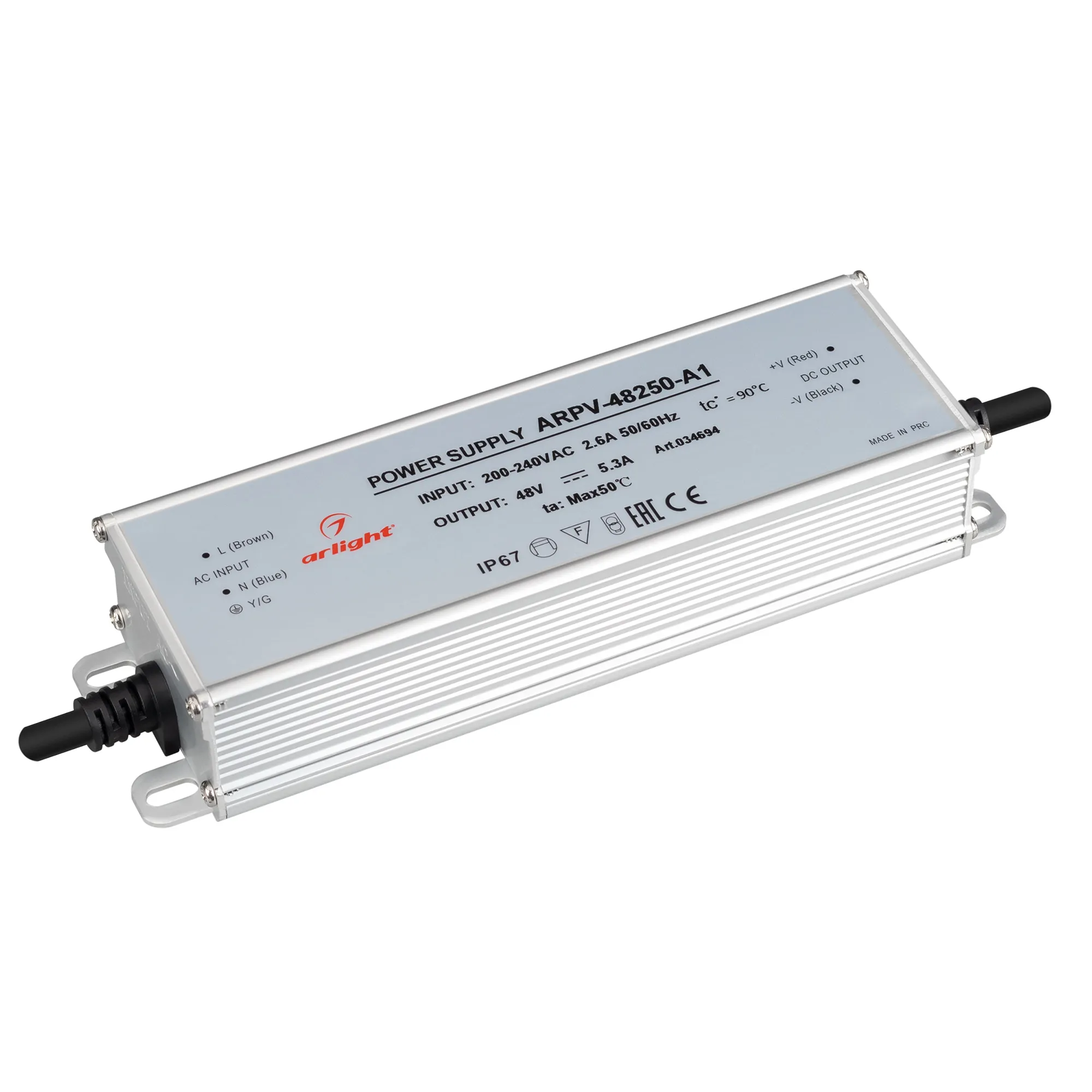Блок питания ARPV-48250-A1 (48V, 5.3A, 254W) (Arlight, IP67 Металл, 3 года) - Изображение