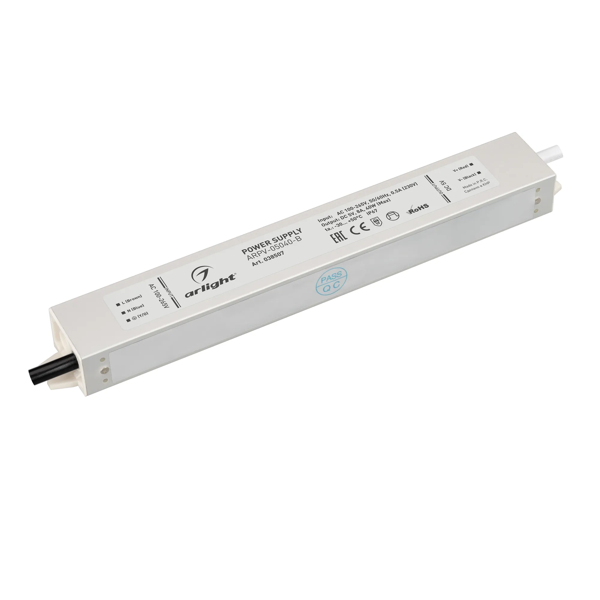 Блок питания ARPV-05040-B (5V, 8.0A, 40W) (Arlight, IP67 Металл, 3 года) - Изображение
