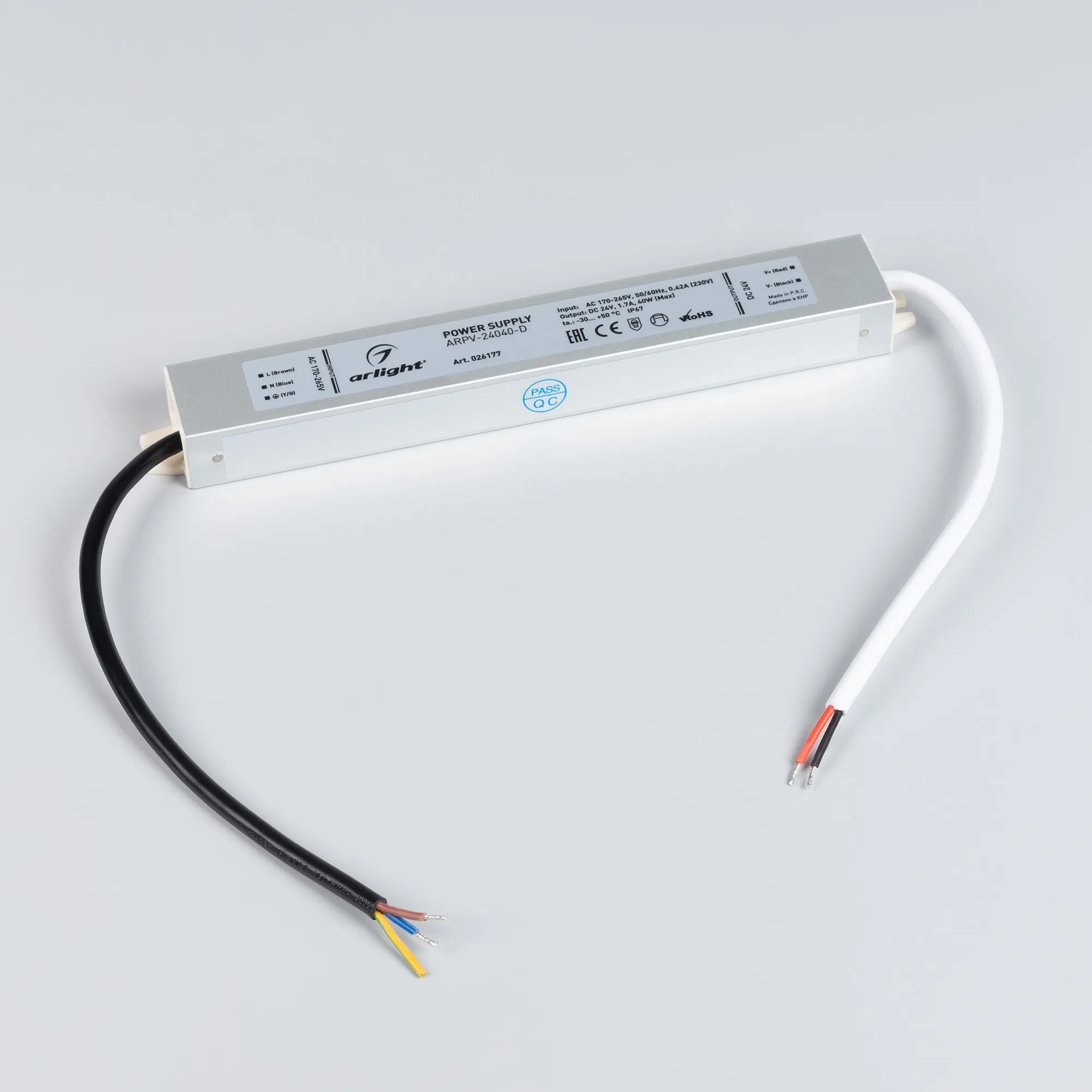 Блок питания ARPV-24040-D (24V, 1.7A, 40W) (Arlight, IP67 Металл, 3 года)