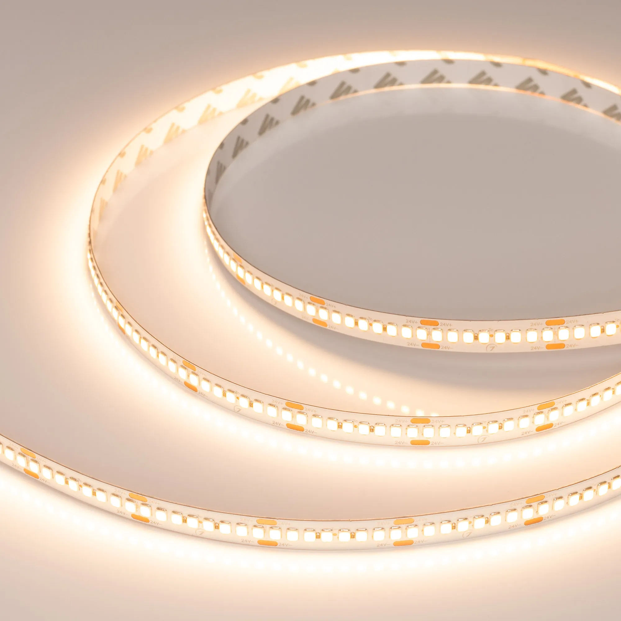 Лента RT-A240-10mm 24V Warm2400 (22 W/m, IP20, 2835, 5m) (Arlight, высок.эфф.150 лм/Вт) - Изображение