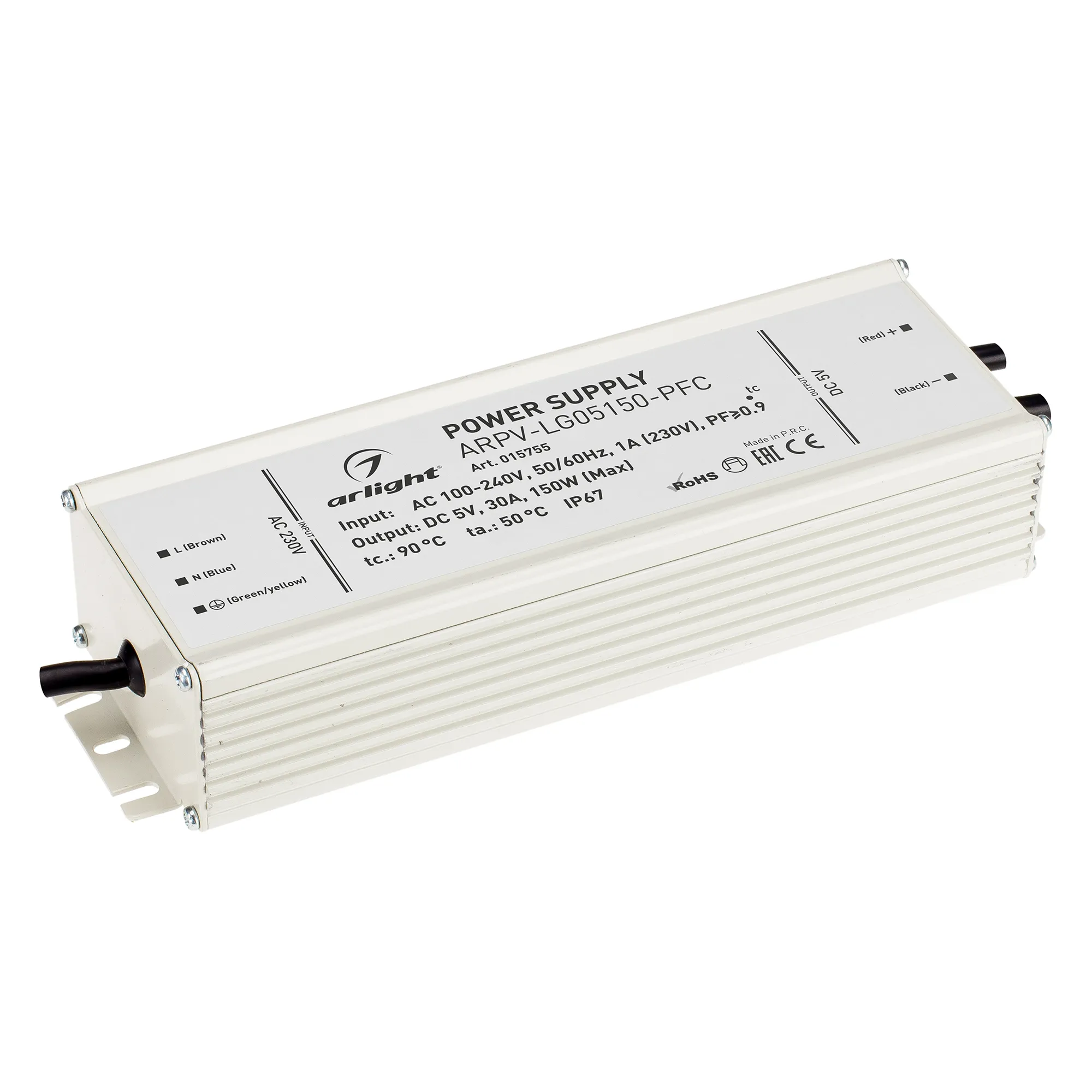 Блок питания ARPV-LG05150-PFC (5V, 30.0A, 150W) (Arlight, IP67 Металл, 5 лет) - Изображение
