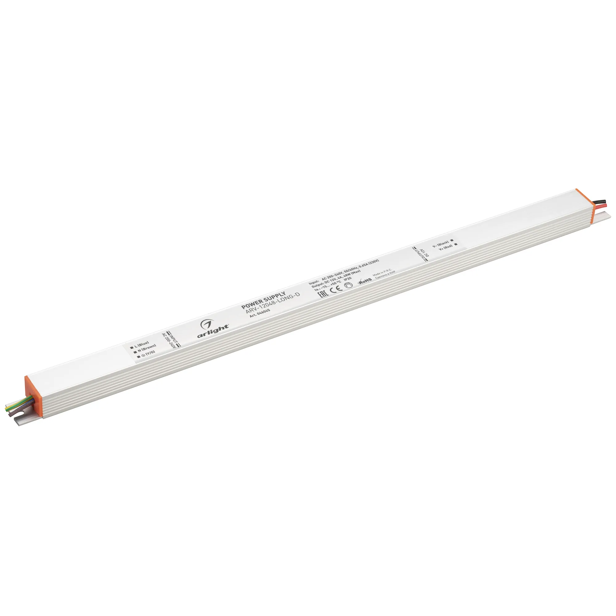 Блок питания ARV-12048-LONG-D (12V, 4A, 48W) (Arlight, IP20 Металл, 2 года) - Изображение