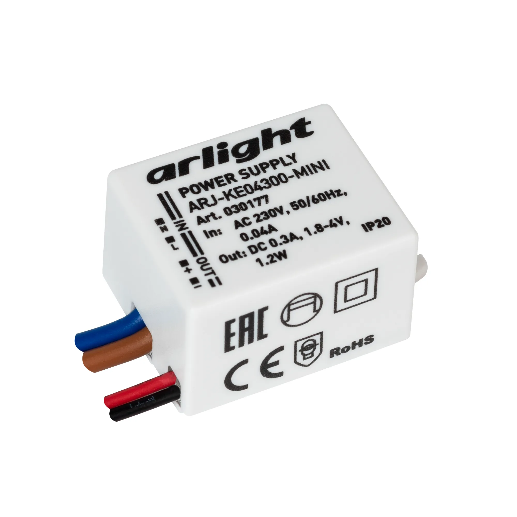 Блок питания ARJ-KE04300-MINI (1.2W, 300mA) (Arlight, IP20 Пластик, 5 лет) - Изображение