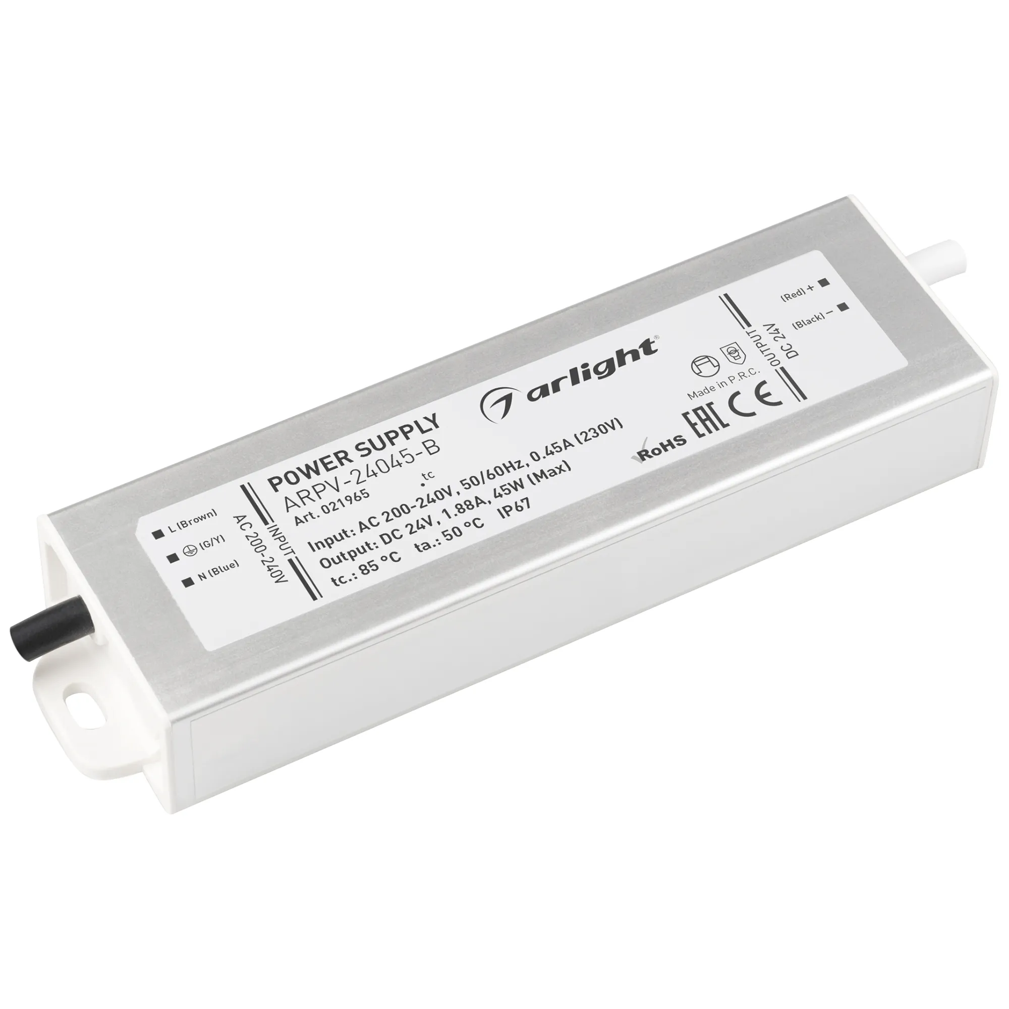 Блок питания ARPV-24045-B (24V, 1.9A, 45W) (Arlight, IP67 Металл, 3 года) - Изображение