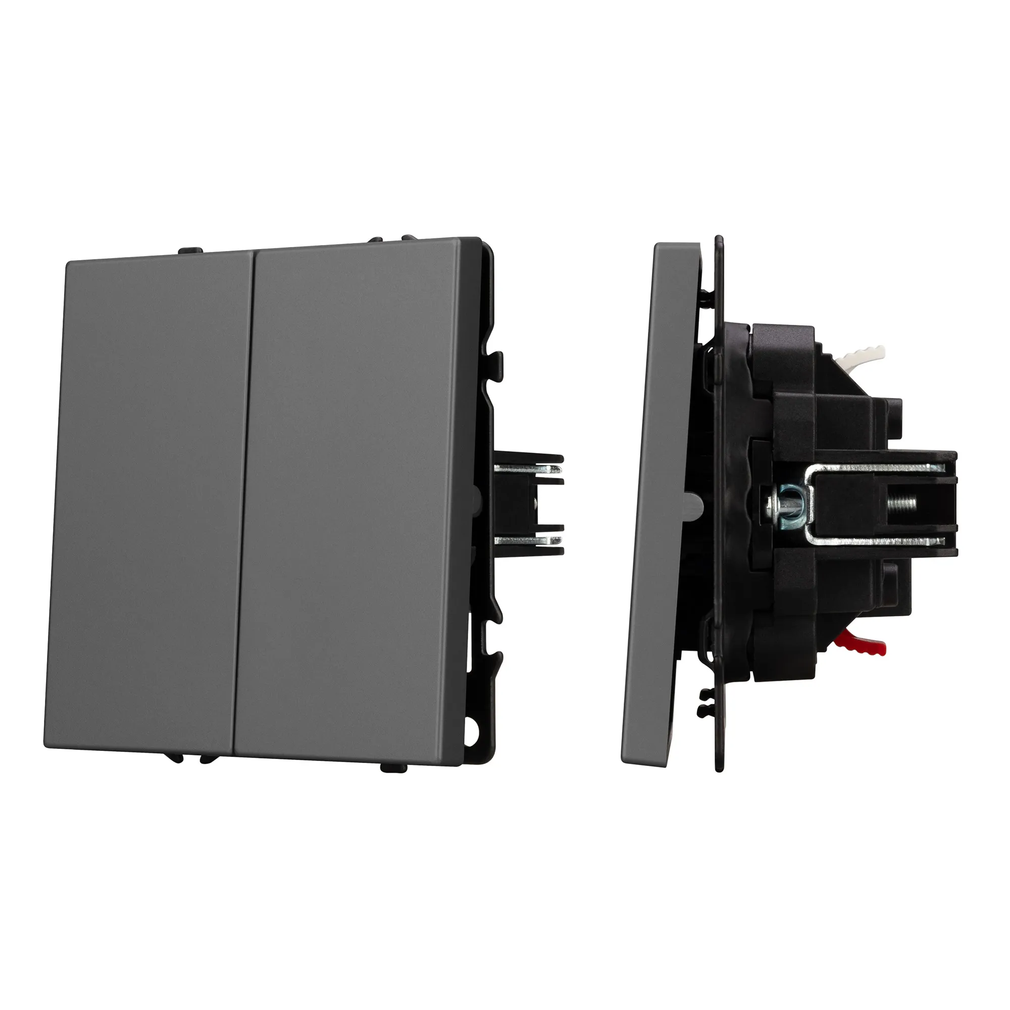 Механизм выключателя двухклавишный проходной SWT-NOBE-MKP2-SFPL-GR (230V, 10A) (Arlight, -) - Изображение
