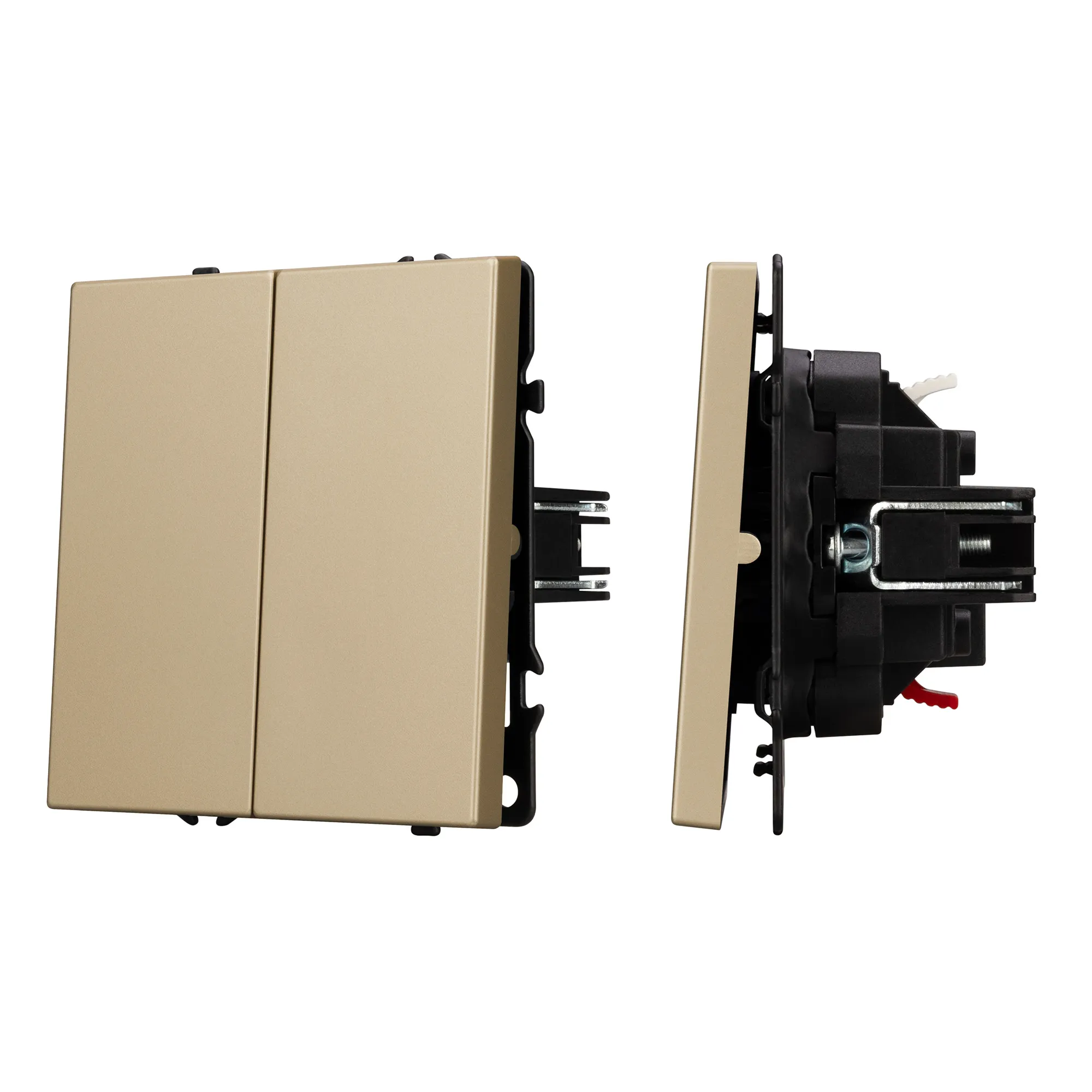 Механизм выключателя двухклавишный проходной SWT-NOBE-MKP2-SFPL-GD (230V, 10A) (Arlight, -) - Изображение