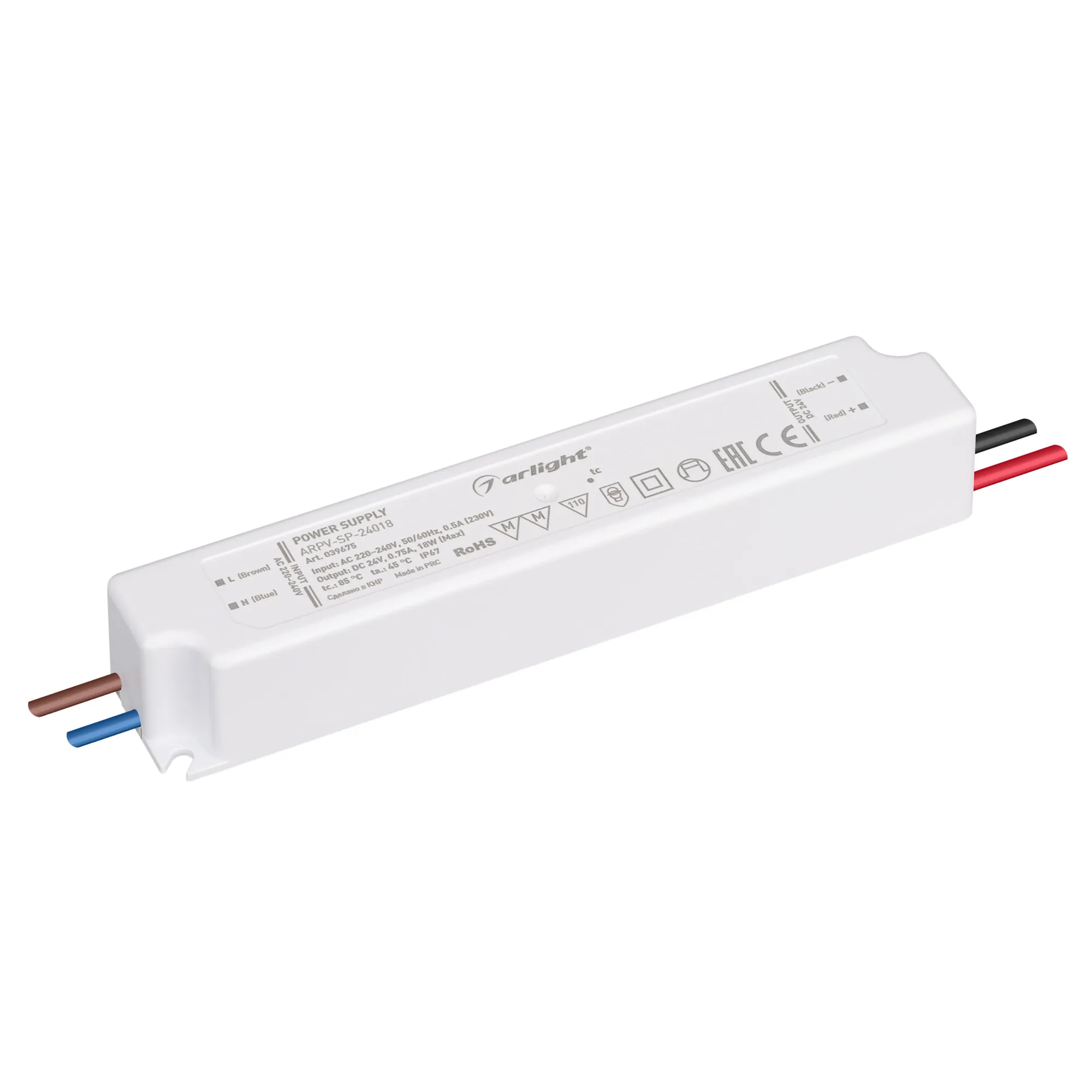 Блок питания ARPV-SP-24018 (24V, 0.75A, 18W) (Arlight, IP67 Пластик, 5 лет) - Изображение