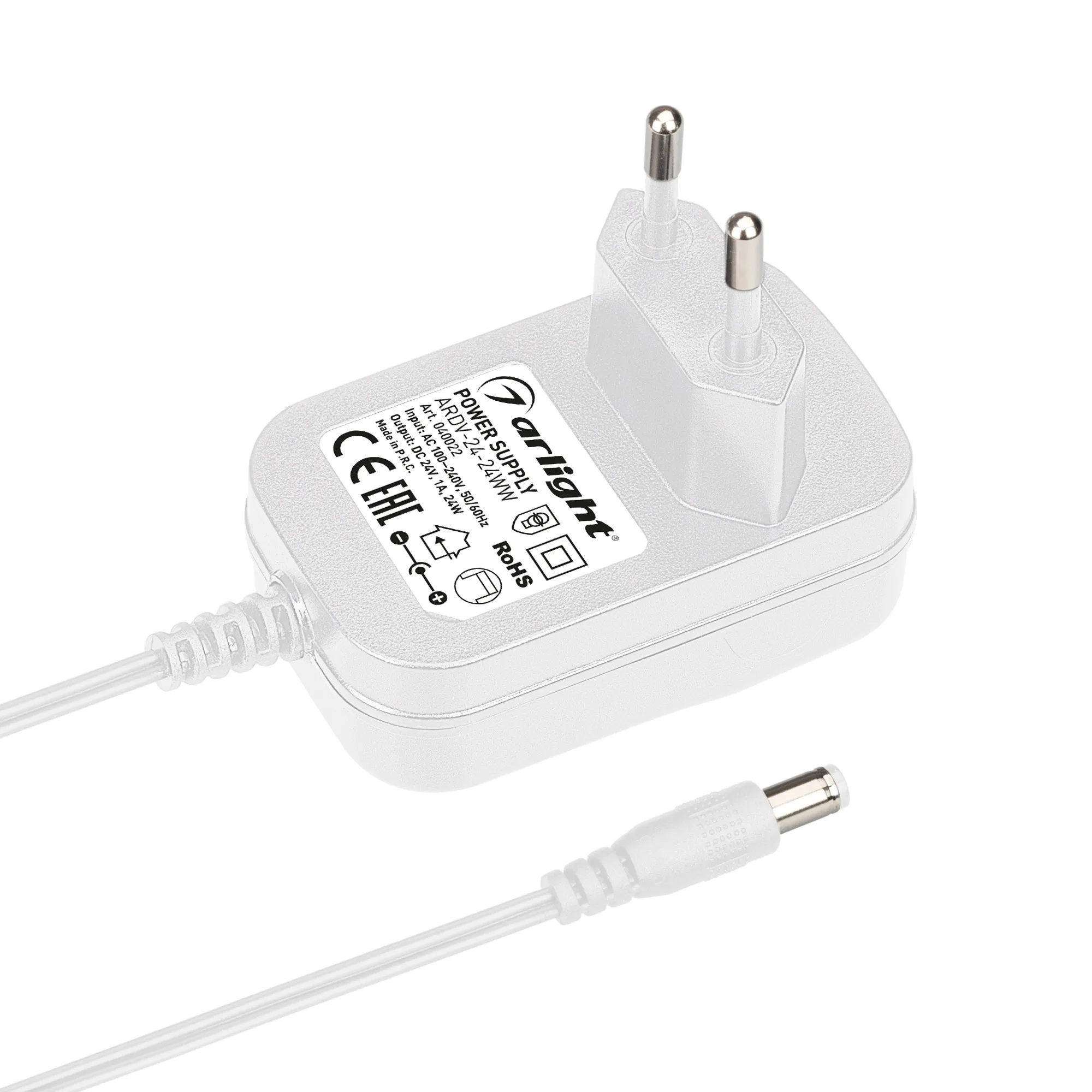 Блок питания ARDV-24-24WW (24V, 1A, 24W) (Arlight, Адаптер, 3 года) - Изображение