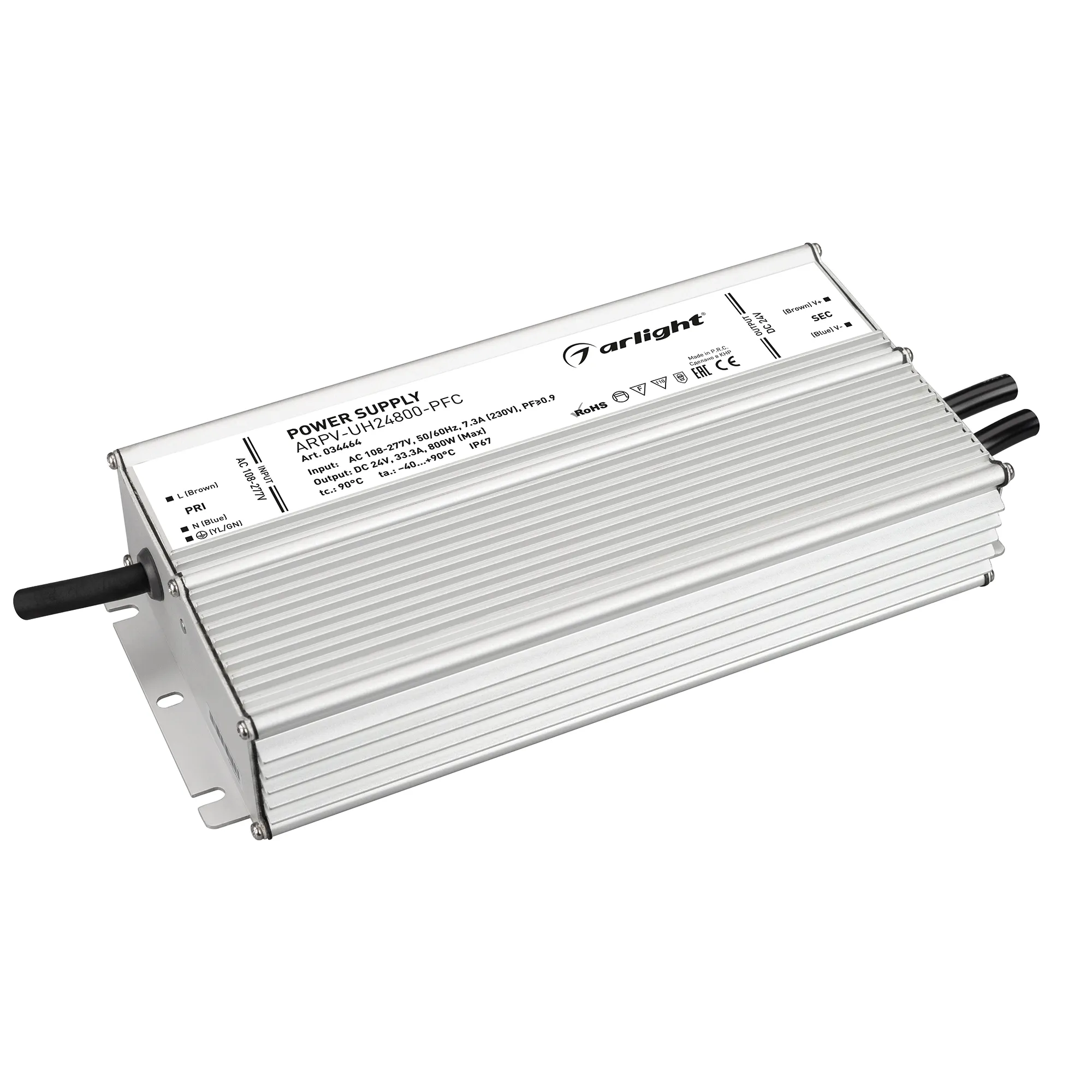 Блок питания ARPV-UH24800-PFC (24V, 33.3A, 800W) (Arlight, IP67 Металл, 7 лет) - Изображение